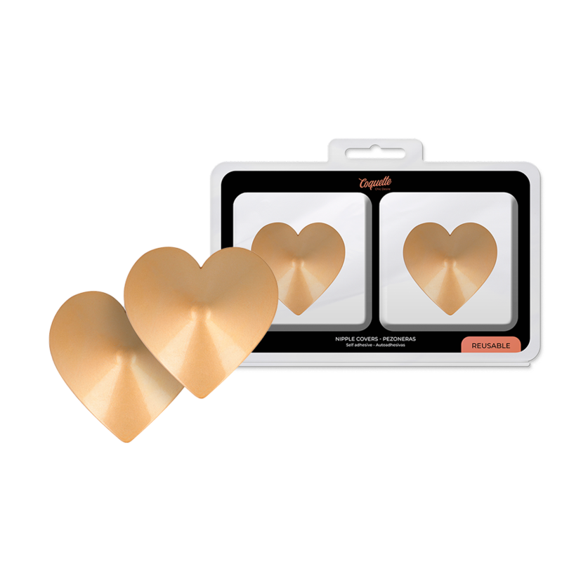 COQUETTE CHIC DESIRE - METAL NIPPLE COVERS WITH GOLD HEARTS