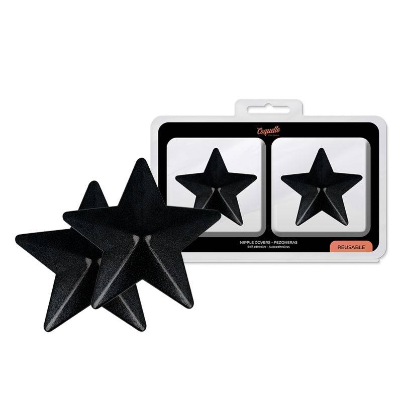 COQUETTE CHIC DESIRE - METAL NIPPLE COVERS WITH BLACK STARS
