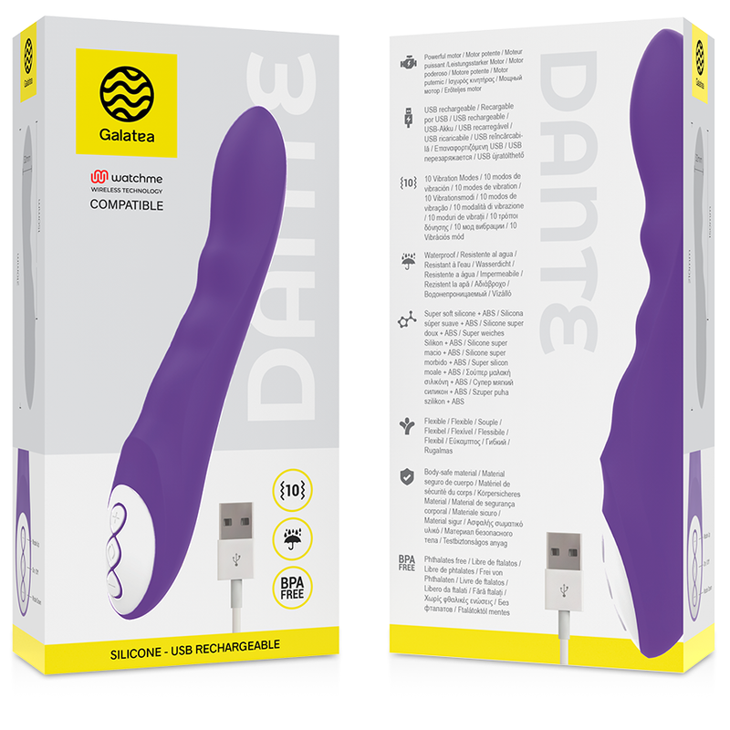 GALATEA - DANTE VIBREUR LILAS COMPATIBLE AVEC LA TECHNOLOGIE SANS FIL WATCHME