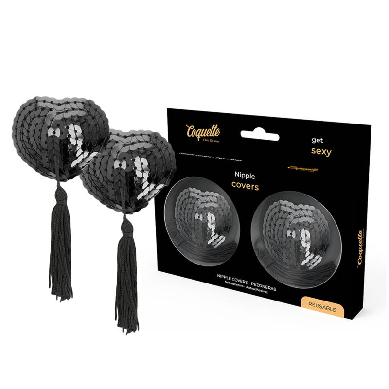 COQUETTE CHIC DESIRE - CACHE-TÉTONS NOIRS À PAILLETTES