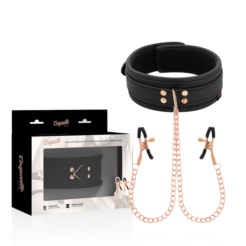 COQUETTE CHIC DESIRE - FANTASY NECKLACE WITH NIPPLE CLIPS WITH NEOPRENE LINING
