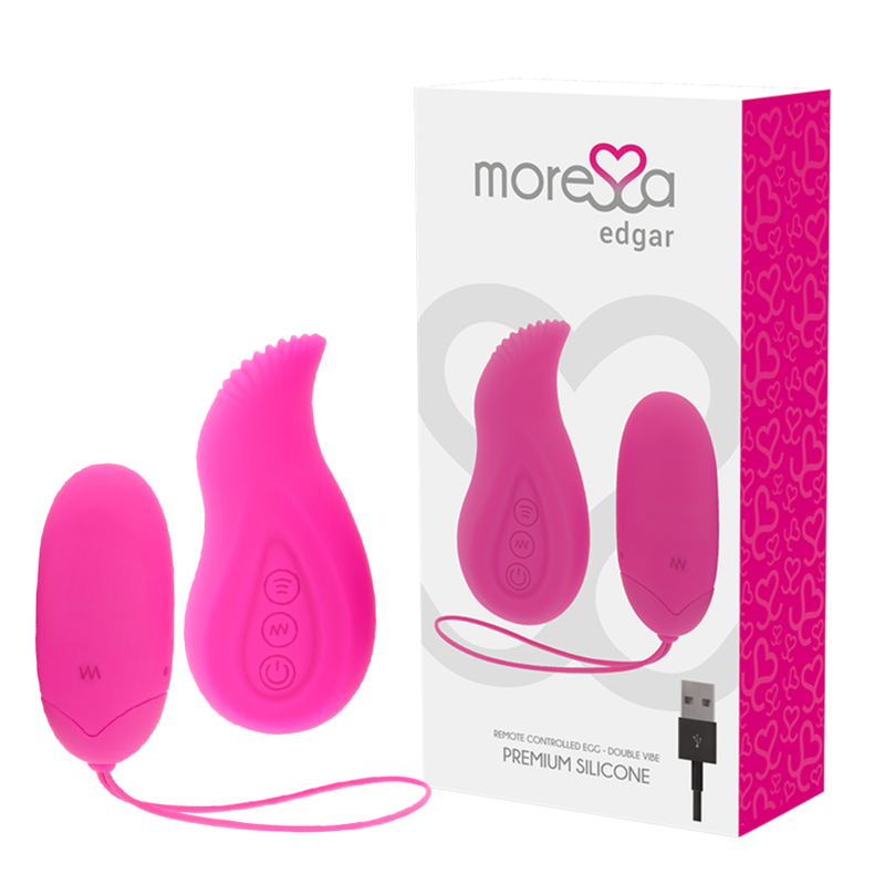 MORESSA - EDGAR SET DUO ŒUF TÉLÉCOMMANDÉ ET TÉLÉCOMMANDE AVEC VIBRATION INTÉGRÉE SILICONE PREMIUM TÉLÉCOMMANDE