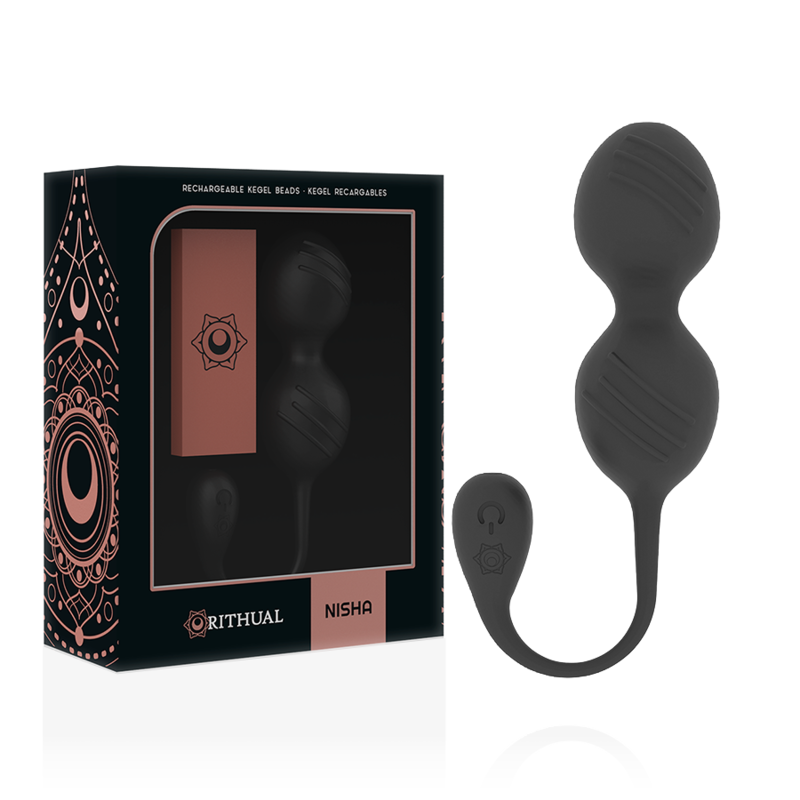 RITHUAL - NISHA BOULES DE GYNÉCOLOGIE RECHARGEABLES VIBRANTES NOIRES