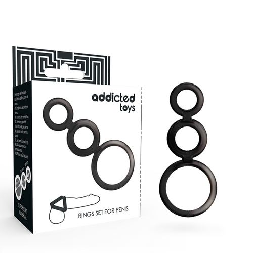 ADDICTED TOYS - PENIS AND TESTICLE RING SET - SMOKY