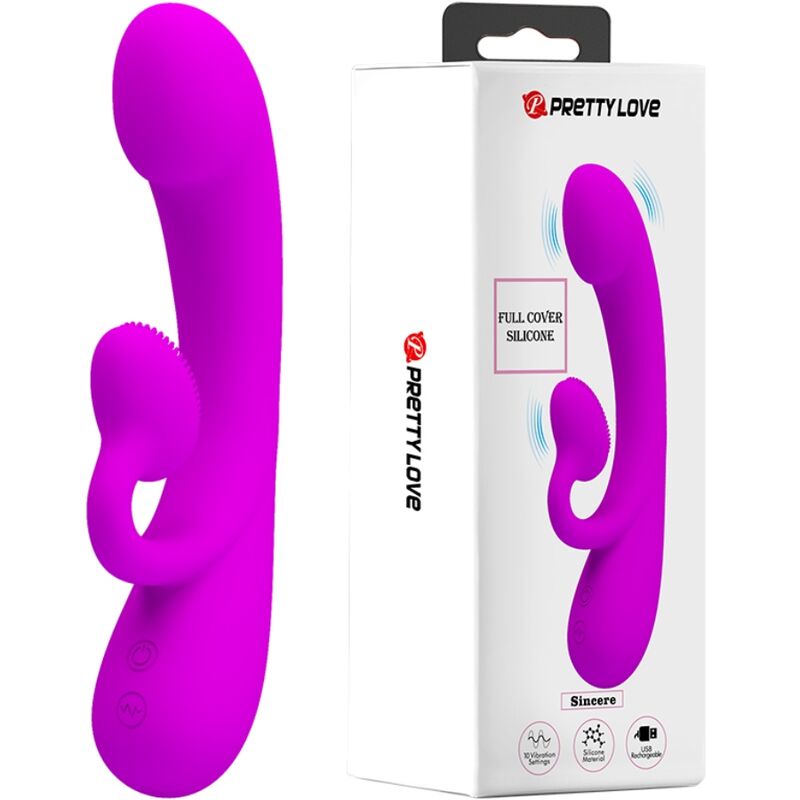 PRETTY LOVE - VIBREUR SINCÈRE ET STIMULATEUR CLITORIDIEN EN SILICONE VIOLET