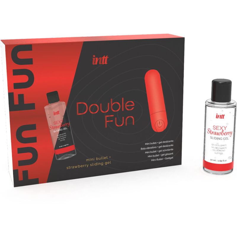 INTT RELEASES - COFFRET DOUBLE PLAISIR AVEC BALLE VIBRANTE ET GEL DE MASSAGE FRAISE