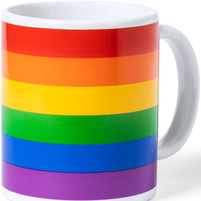 FIERTÉ - MUG AVEC DRAPEAU LGBT DANS BOÎTE INDIVIDUELLE KRAFT /es/pt/en/fr/it/