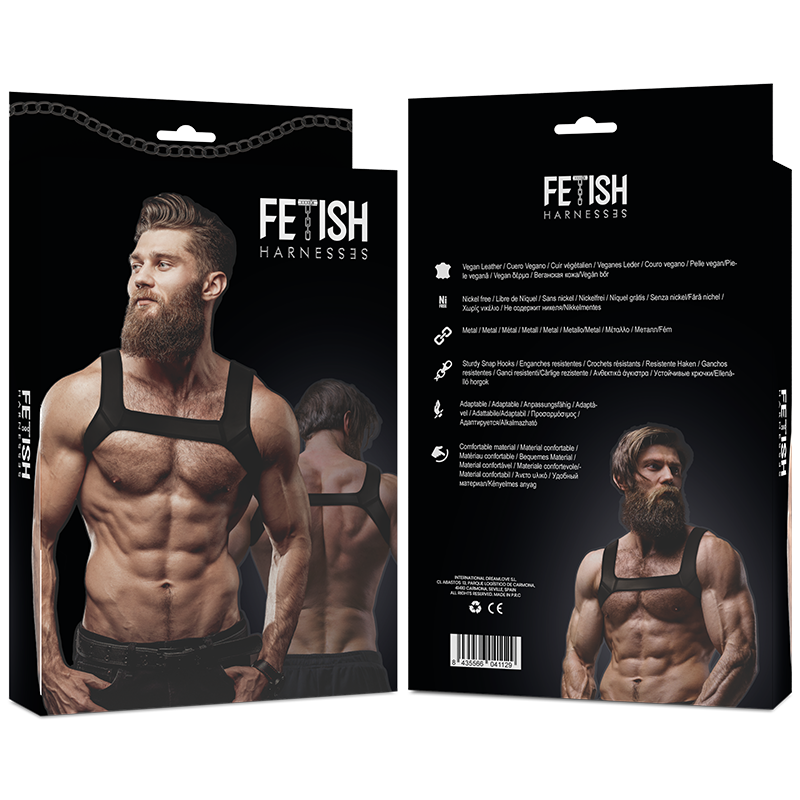FÉTICHE ATTITUDE SOUMISE - HARNAIS NÉOPRÈNE POITRINE HOMME TAILLE L