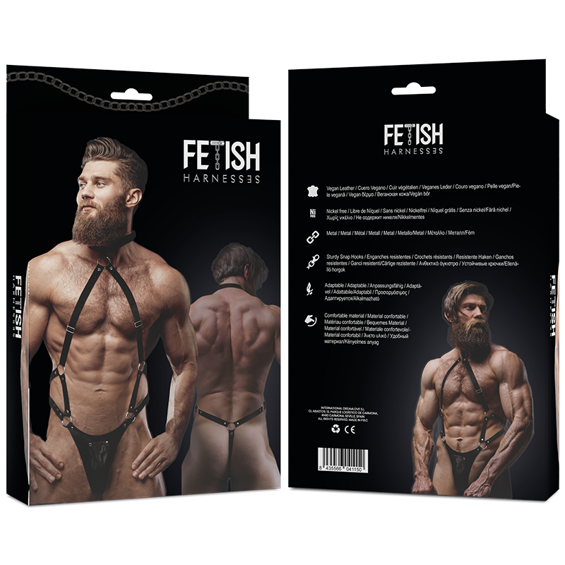 FÉTICHE ATTITUDE SOUMISE - HARNAIS EN ÉCO-CUIR JOCK STRAP HOMME