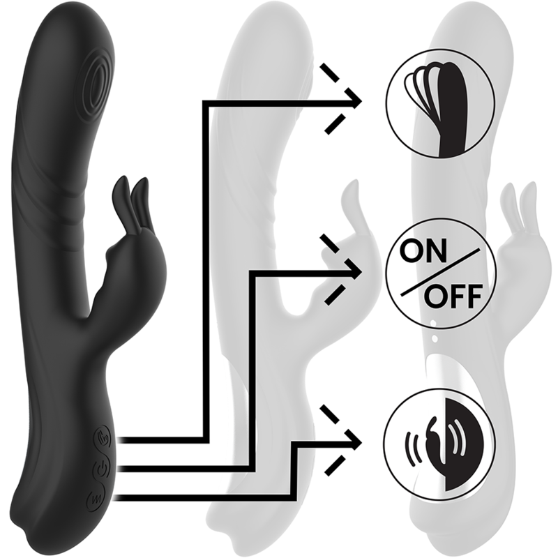 BLACK&SILVER - JAMIE RABBIT VIBRATOR WAVE EFFECT