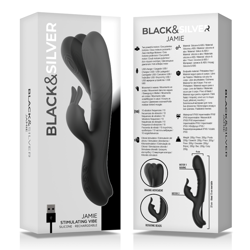 BLACK&SILVER - JAMIE RABBIT VIBRATOR WAVE EFFECT