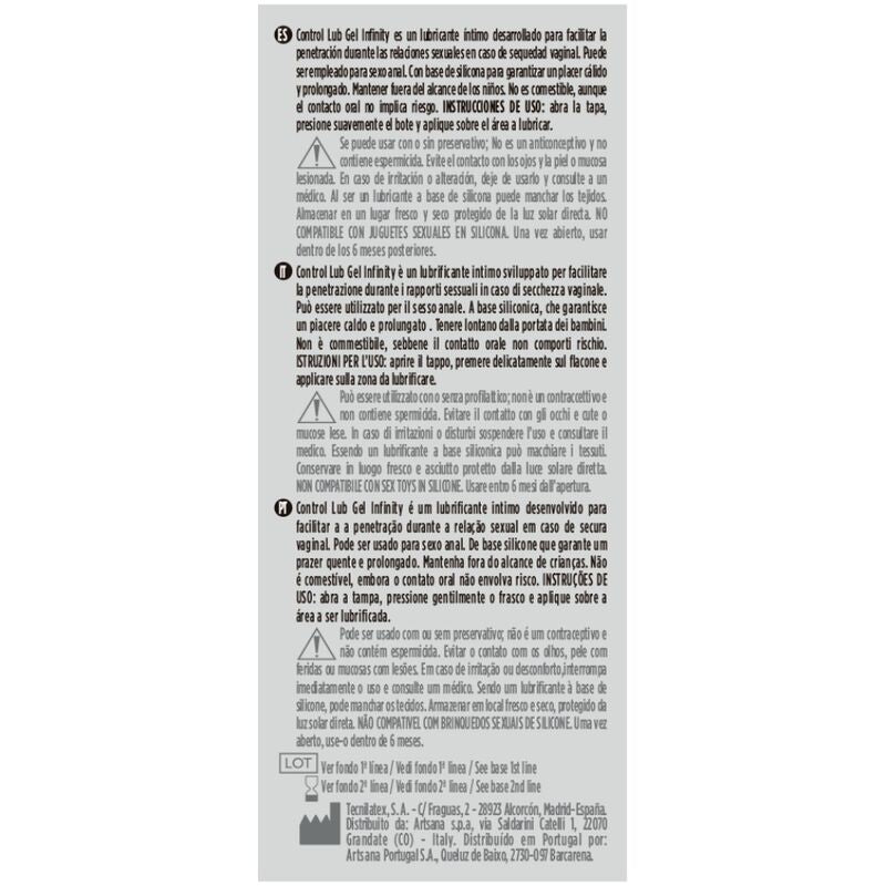 CONTROL - INFINITY LUBRIFIANT À BASE DE SILICONE 75 ML