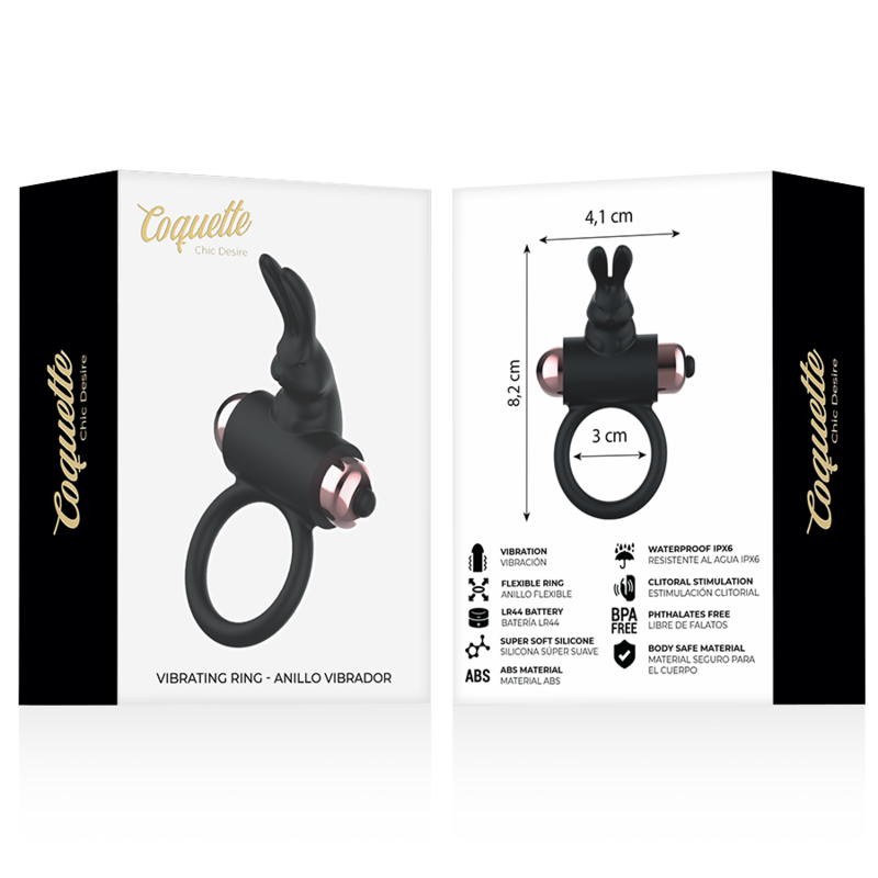 COQUETTE CHIC DESIRE - ANNEAU PÉNIS VIBRANT NOIR / OR