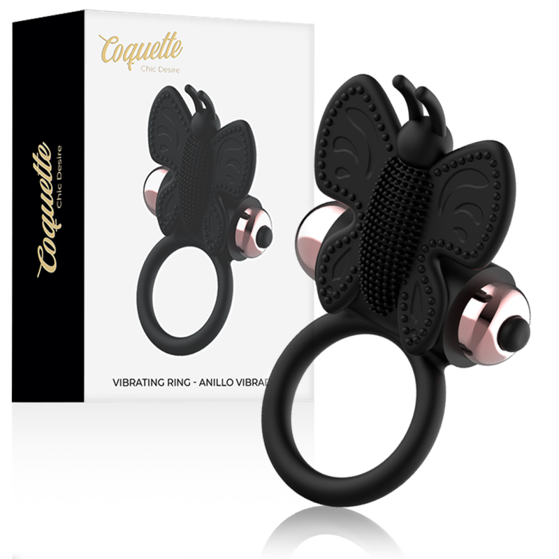 COQUETTE CHIC DESIRE - ANNEAU VIBRANT PAPILLON NOIR / OR