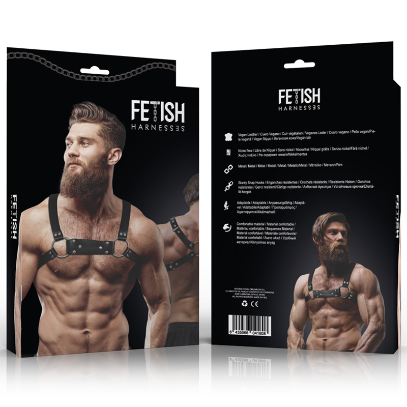 ATTITUDE FÉTICHE SOUMISE - HARNAIS BULLDOG SIMILICUIR POITRINE HOMME TAILLE M/L