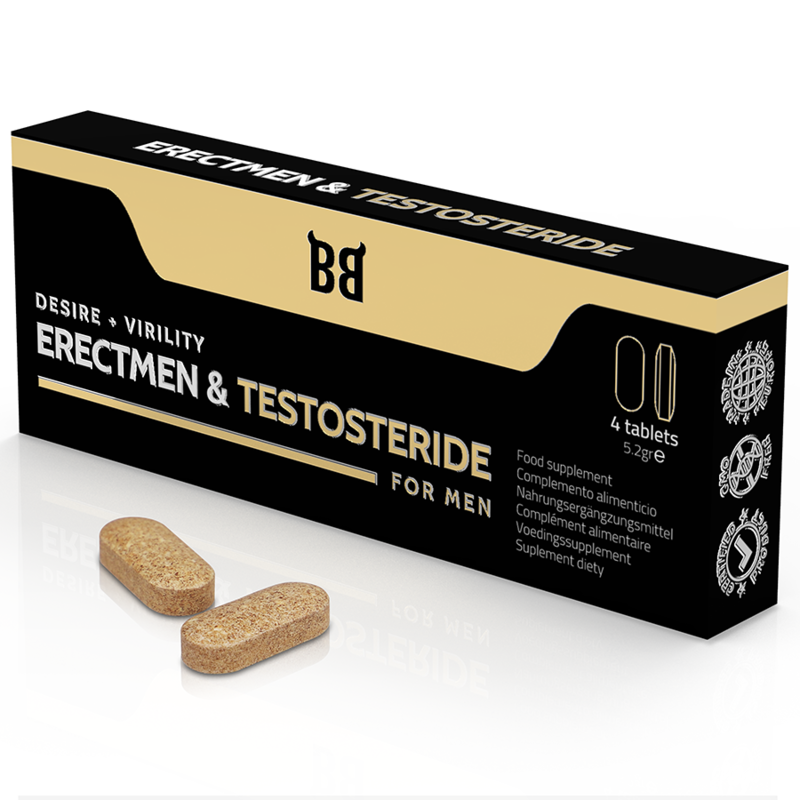 BLACK BULL - ERECTMEN & TESTOSTERIDE MEN'S POTENCY AND TESTOSTERONE 4 CAPSULES