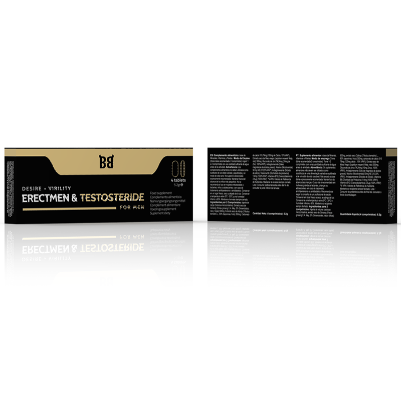 BLACK BULL - ERECTMEN & TESTOSTERIDE MEN'S POTENCY AND TESTOSTERONE 4 CAPSULES