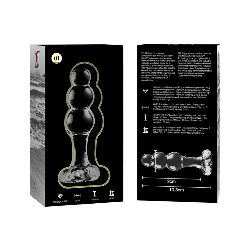 NEBULA SERIES BY IBIZA - MODELO 1 PLUG CRISTAL TRANSPARENTE 10.5 CM -O- 3 CM