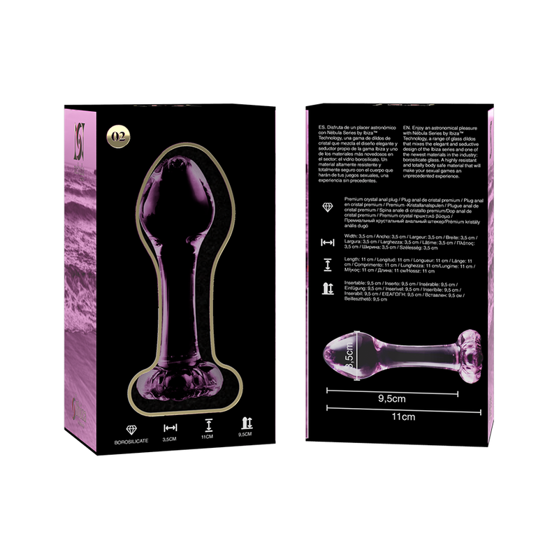 SÉRIE NEBULA PAR IBIZA - MODÈLE 2 PLUGS CRISTAL ROSE 11 CM -O- 3.5 CM