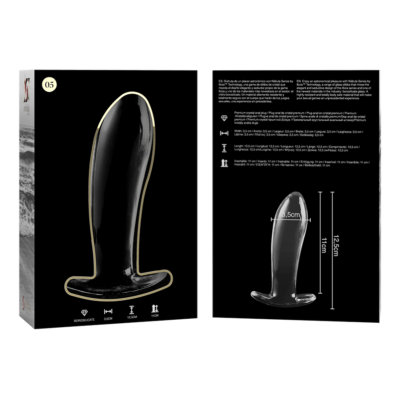 NEBULA SERIES BY IBIZA - MODEL 5 PLUG TRANSPARENT GLASS 12.5 CM -OR- 3.5 CM