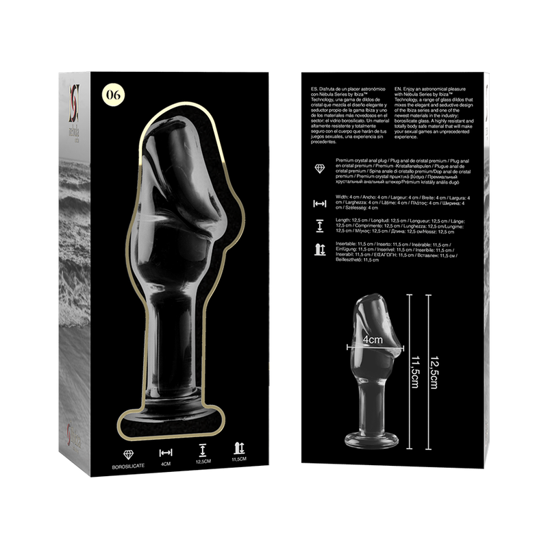 NEBULA SERIES BY IBIZA - MODEL 6 TRANSPARENT GLASS PLUG 12.5 CM -OR- 4 CM