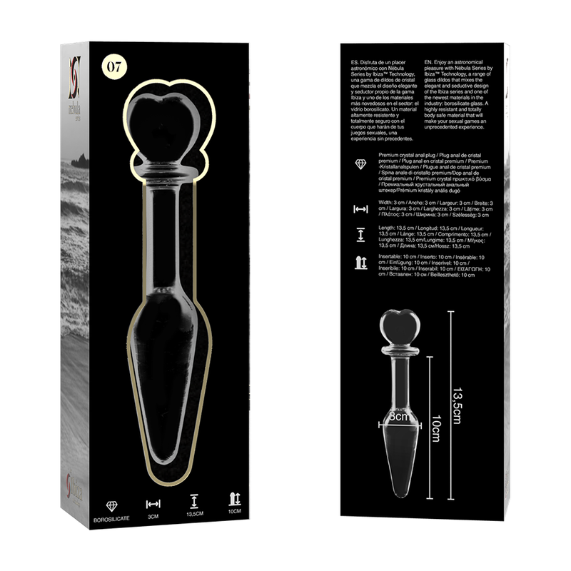 NEBULA SERIES BY IBIZA - MODELO 7 PLUG CRISTAL TRANSPARENTE 13.5 CM -O- 3 CM