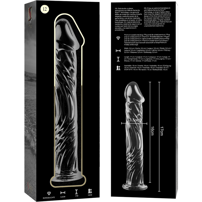 SÉRIE NEBULA D'IBIZA - MODÈLE 12 GODEMICHET CRISTAL TRANSPARENT 17 CM -O- 3,5 CM