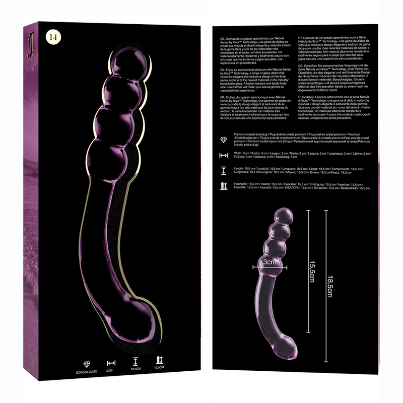 NEBULA SERIES BY IBIZA - MODÈLE 14 GODEMICHET CRISTAL ROSE 18,5 CM -Ø- 3 CM