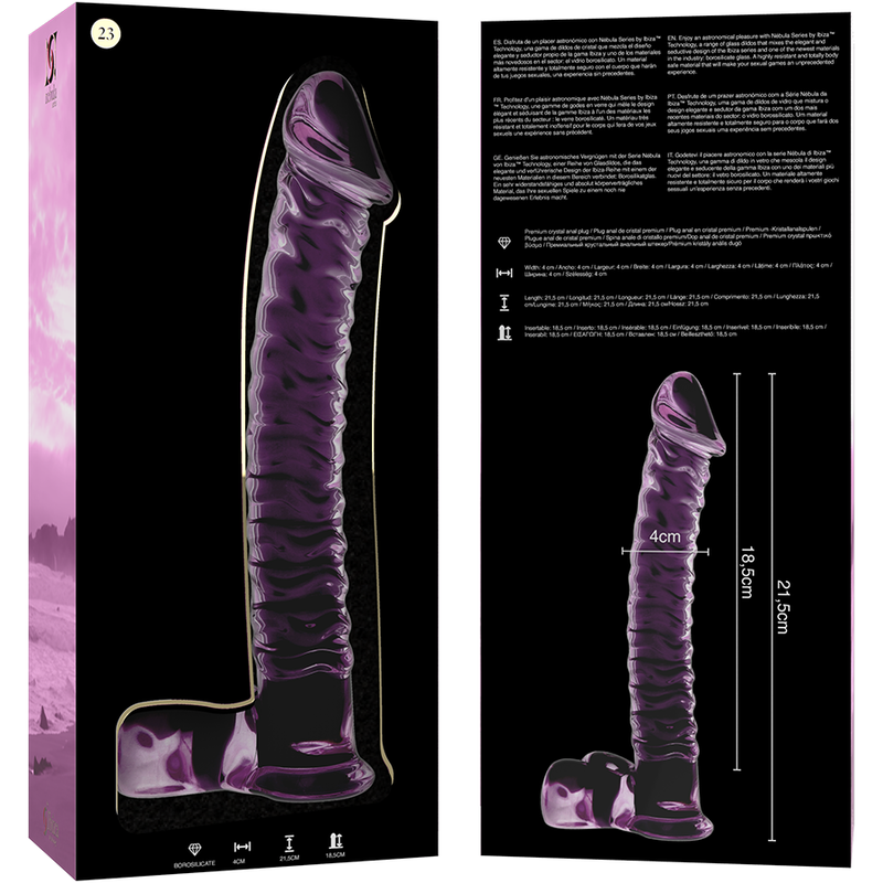 NEBULA SERIES BY IBIZA - MODELO 23 DILDO CRISTAL ROSA 21.5 CM -O- 4 CM