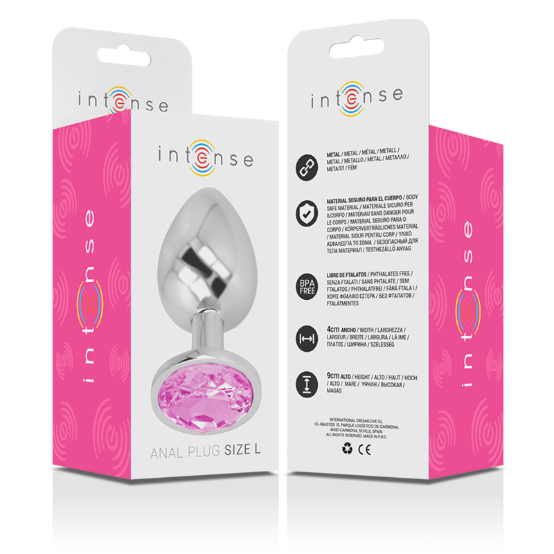 INTENSE - PLUG ANAL MÉTAL ALUMINIUM AVEC CRISTAL ROSE TAILLE L