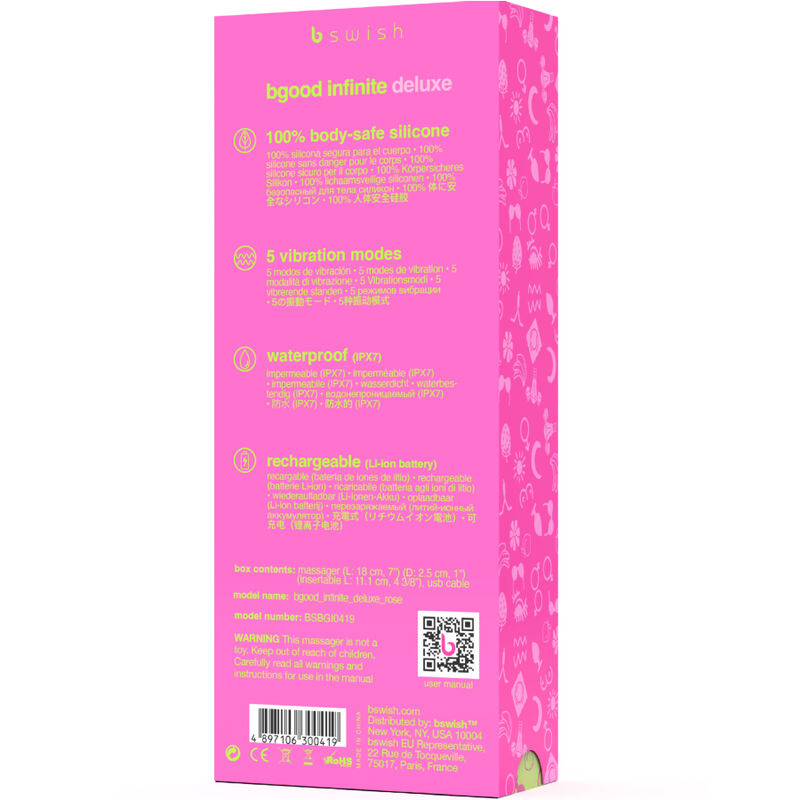 B SWISH - VIBRATEUR RECHARGEABLE EN SILICONE ROSE BGOOD INFINITE DELUXE