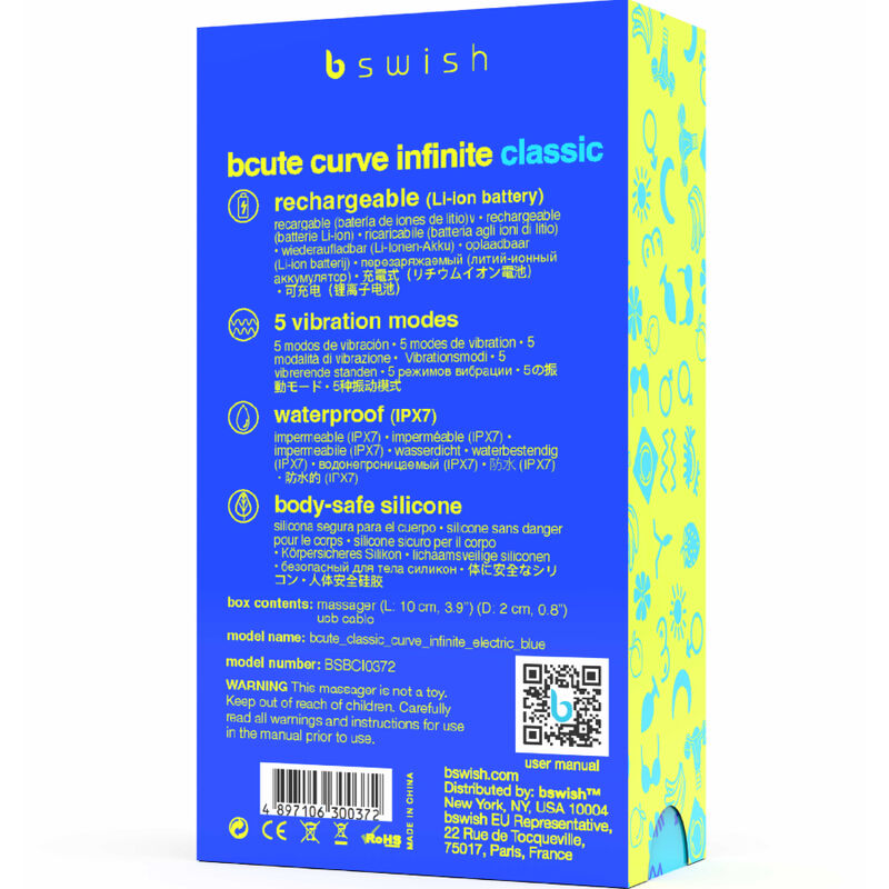 B SWISH - BCUTE CURVE INFINITE CLASSIQUE VIBRATEUR RECHARGEABLE SILICONE BLEU