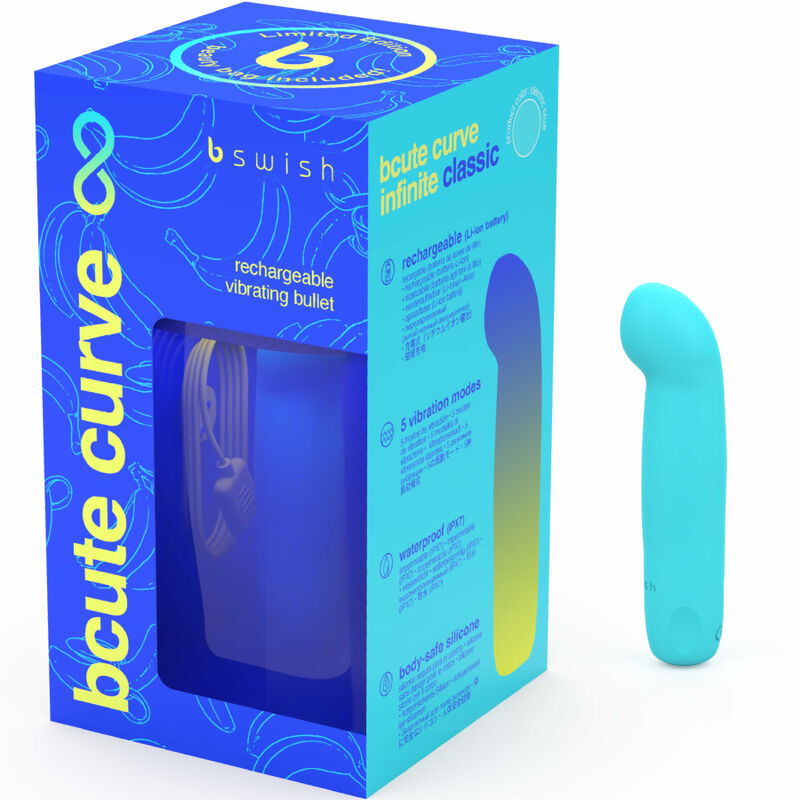 B SWISH - BCUTE CURVE INFINITE CLASSIC LIMITED EDITION RECHARGEABLE VIBRATOR BLUE SILICONE