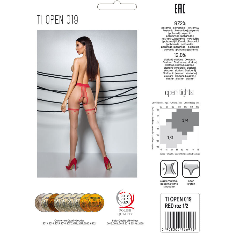 PASSION - TIOPEN 019 BAS AUTO-FIXANTS ROUGE 3/4 20 DEN