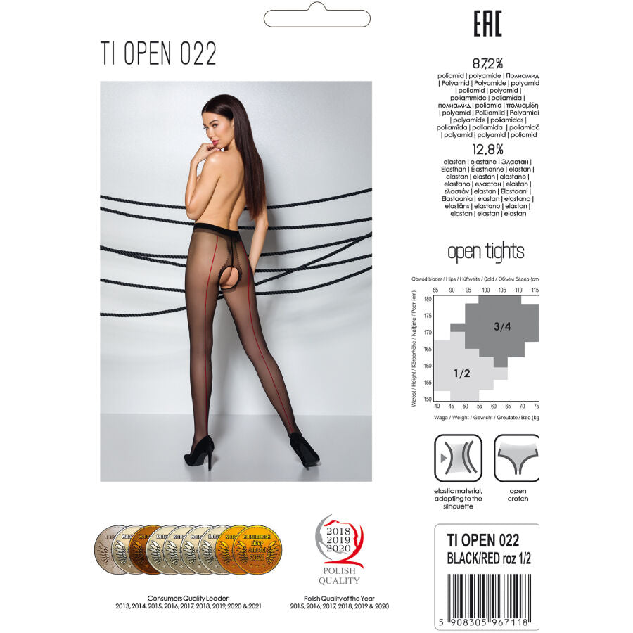 PASSION - TIOPEN 022 BLACK/RED 3/4 20 DEN STOCKINGS