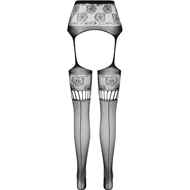 PASSION - S030 BAS NOIRS AVEC PORTE-JARRETELLES TAILLE UNIQUE