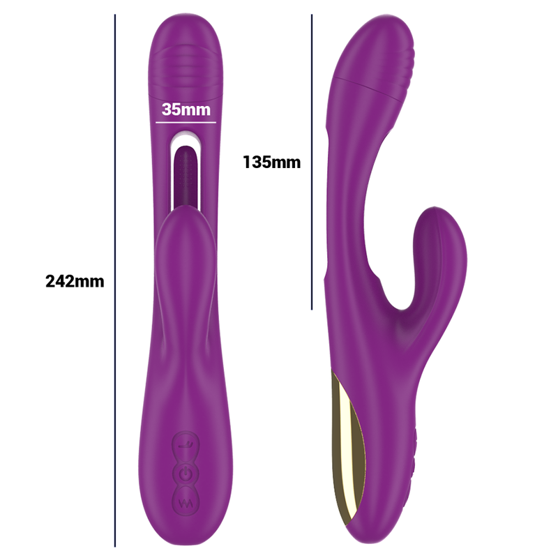 INTENSE - VIBREUR MULTIFONCTION RECHARGEABLE APOLO 7 VIBRATIONS AVEC LANGUE OSCILLANTE VIOLET