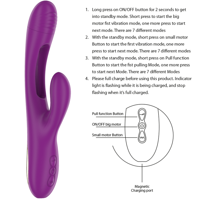 INTENSE - VIBREUR MULTIFONCTION RECHARGEABLE APOLO 7 VIBRATIONS AVEC LANGUE OSCILLANTE VIOLET