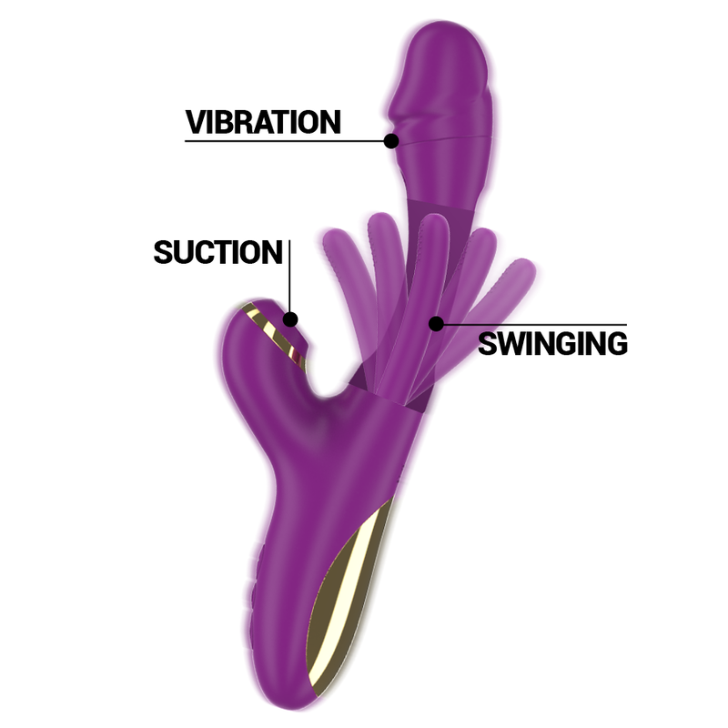 INTENSE - ATENEO RECHARGEABLE MULTIFUNCTION VIBRATOR WITH 7 VIBRATION SETTINGS, OSCILLATING TONGUE, AND SUCTION CUP (PURPLE)