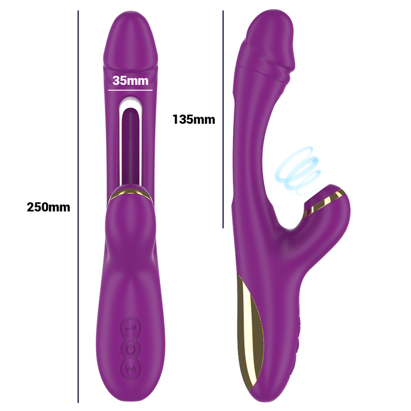 INTENSE - ATENEO RECHARGEABLE MULTIFUNCTION VIBRATOR WITH 7 VIBRATION SETTINGS, OSCILLATING TONGUE, AND SUCTION CUP (PURPLE)