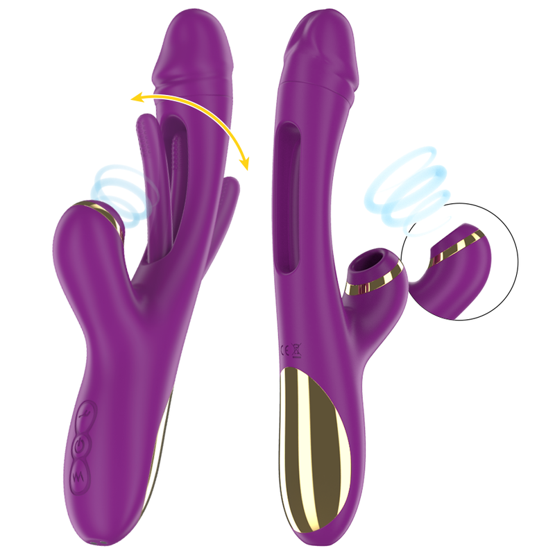 INTENSE - ATENEO RECHARGEABLE MULTIFUNCTION VIBRATOR WITH 7 VIBRATION SETTINGS, OSCILLATING TONGUE, AND SUCTION CUP (PURPLE)