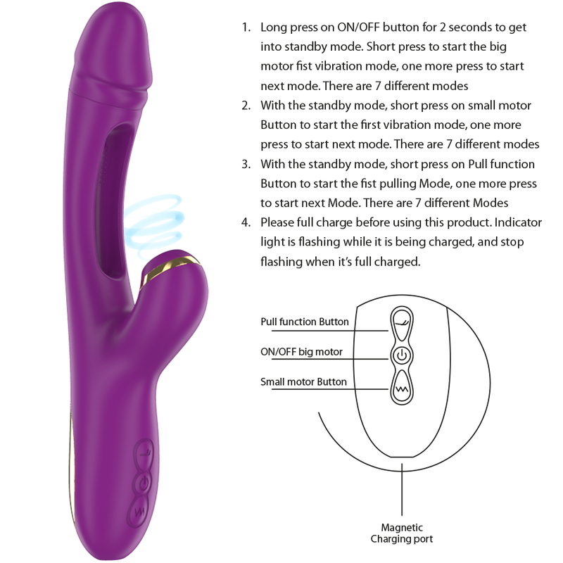 INTENSE - ATENEO RECHARGEABLE MULTIFUNCTION VIBRATOR WITH 7 VIBRATION SETTINGS, OSCILLATING TONGUE, AND SUCTION CUP (PURPLE)