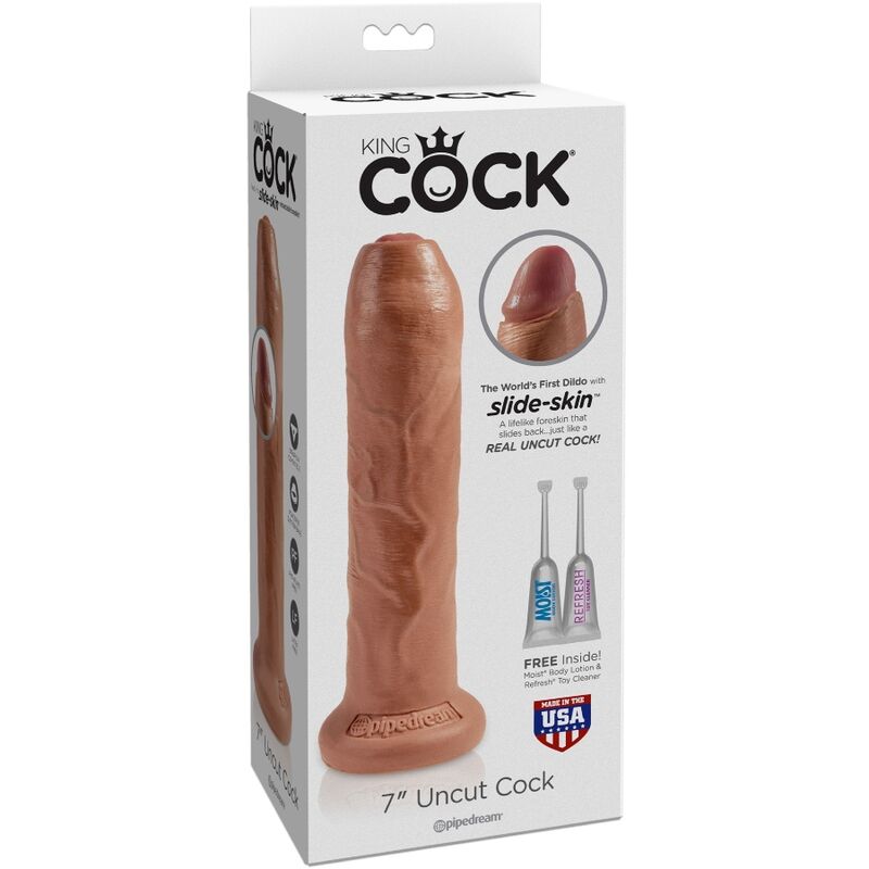 KING COCK - PÉNIS RÉALISTE AVEC PRÉPUCE 17,8 CM CARAMEL