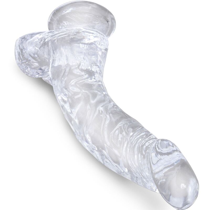 KING COCK - PÉNIS COURBÉ RÉALISTE AVEC TESTICULES 16,5 CM TRANSPARENT
