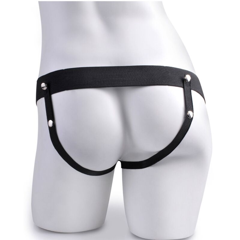 SÉRIE FETISH FANTASY - HARNAIS RÉGLABLE TÉLÉCOMMANDE PÉNIS RÉALISTE AVEC TESTICULES RECHARGEABLE ET VIBRANT 15 CM