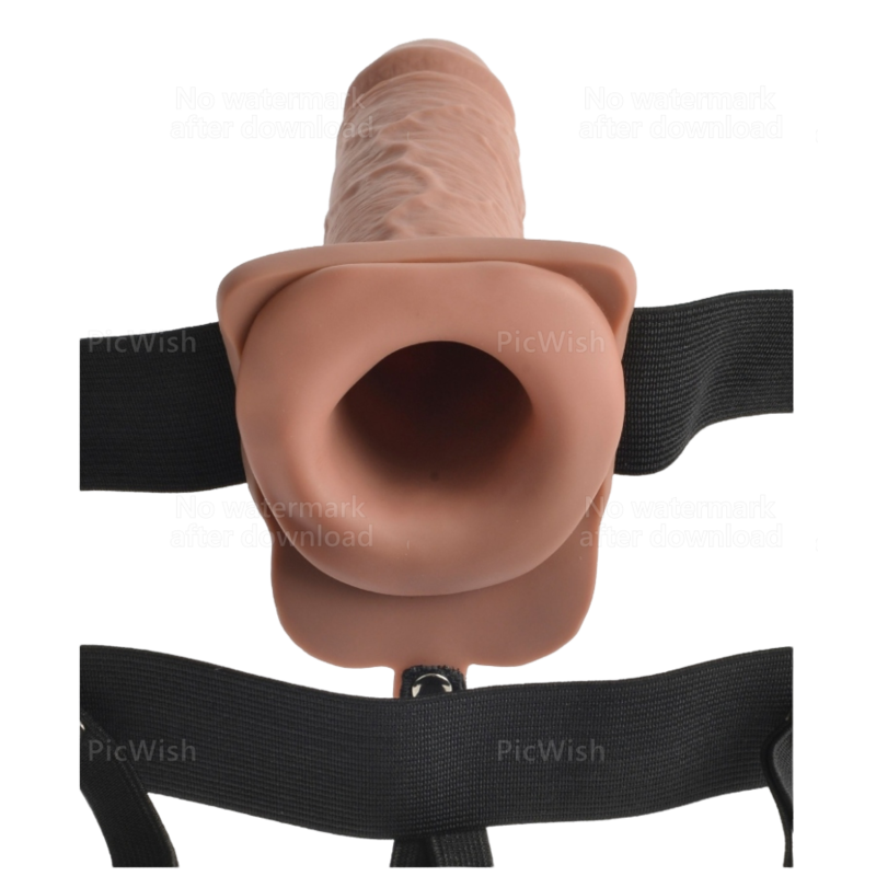 SÉRIE FETISH FANTASY - HARNAIS RÉALISTE PÉNIS AVEC TESTICULES RECHARGEABLE ET VIBRANT 17,8 CM