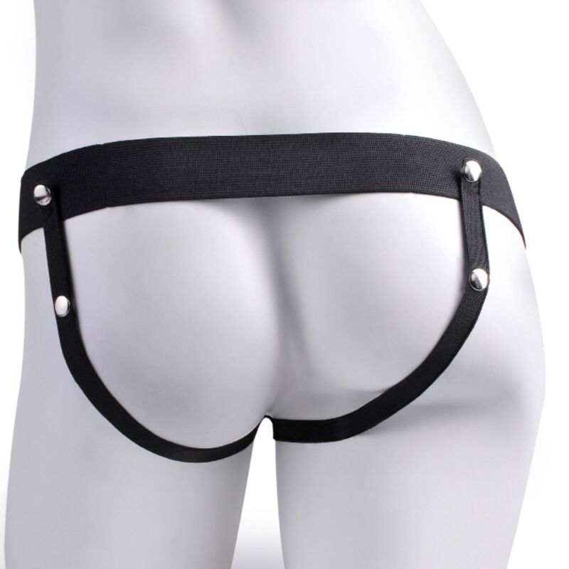 SÉRIE FETISH FANTASY - HARNAIS RÉALISTE PÉNIS AVEC TESTICULES RECHARGEABLE ET VIBRANT 17,8 CM
