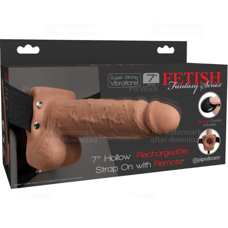 SÉRIE FETISH FANTASY - HARNAIS RÉALISTE PÉNIS AVEC TESTICULES RECHARGEABLE ET VIBRANT 17,8 CM