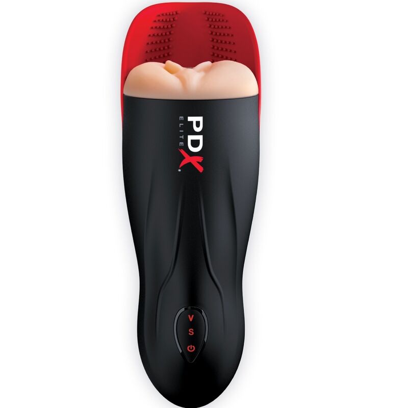 PDX ELITE - MASTURBATEUR STROKER FUCK-O-MATIC VAGIN DOUBLE VIBRATION PÉNIS ET TESTICULES