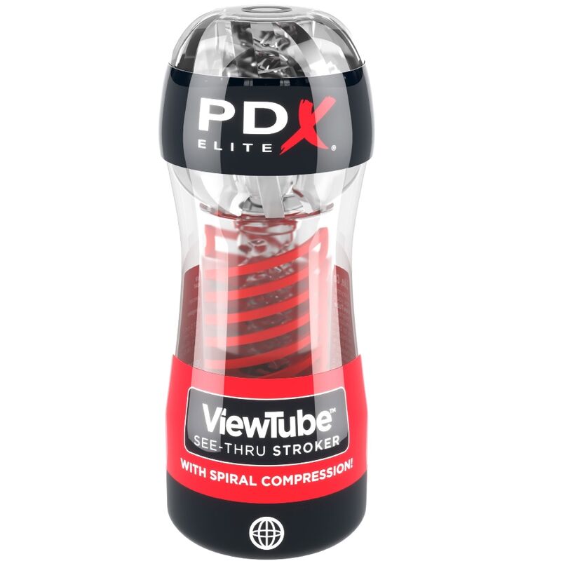 PDX ELITE - MASTURBATEUR STROKER VIEWTUBE 2 COMPRESSION SPIRALE TRANSPARENT